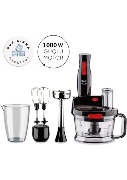 2 Kademeli Çok Amaçlı Mutfak Robotu 1,5 L Geniş Hazne, Buz Kırma Fonksiyonlu Turbolu 1000W Güç