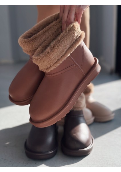 Porix Falyon Peluş Detaylı Taba Kadın Bot