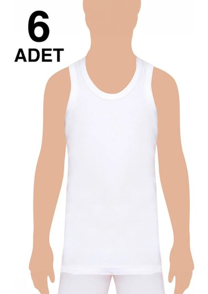 Erkek Çocuk Penye Atlet-6 Adet -Beyaz