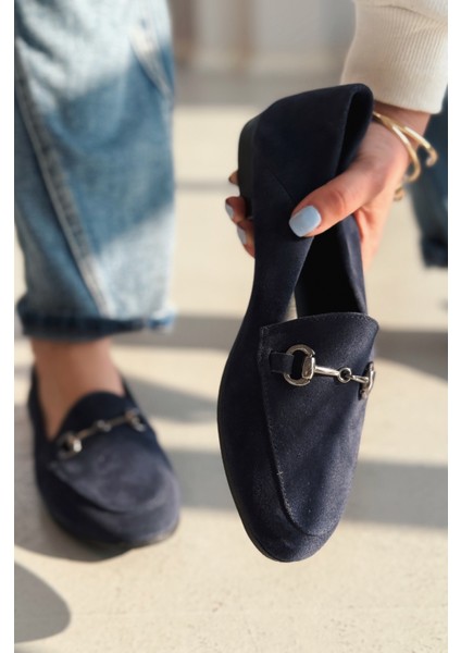 Palvora Hakiki Süet Toka Detaylı Kadın Loafer Lacivert fiyatları