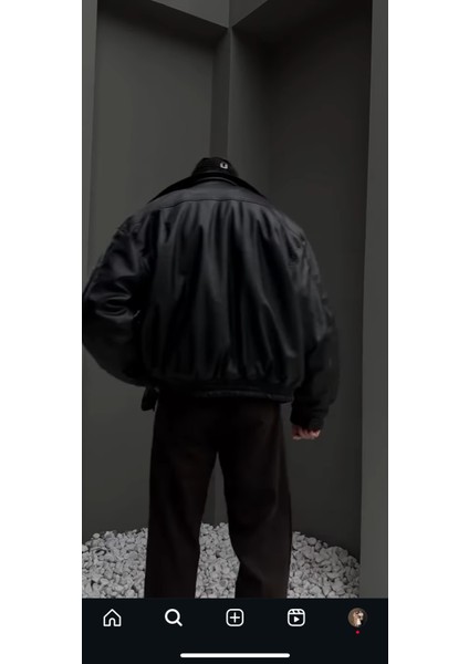 Yeni Sezon Oversize Erkek Deri Ceket Siyah fiyatları