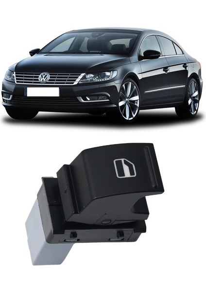Volkswagen Passat cc 2009-2017 Uyumlu Ön&arka Yolcu Kapısı Cam Açma Düğmesi Siyah 1 Adet 7L6959855B