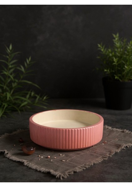 Ribbella – Çizgili Formda Takı ve Düzenleyici Pembe Tabak 20X5,5 cm fırsatları