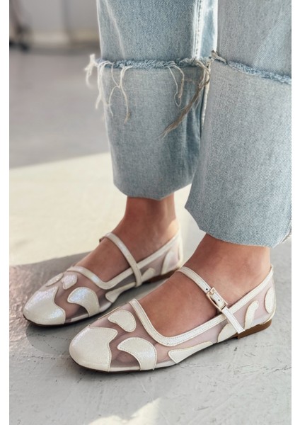 Sartil Nakış Detaylı Metalik Beyaz Tül Babet modelleri