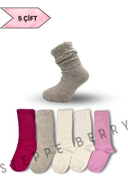5 Çift Kız Çocuk Okul Çorabı