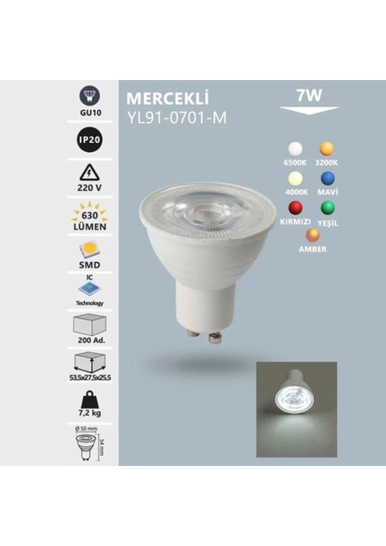 7W Mercekli LED Çanak Ampul GU10 modelleri