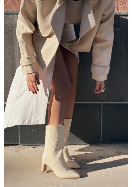 Jawelsa Hakiki Deri Bej Kadın Çizme modelleri