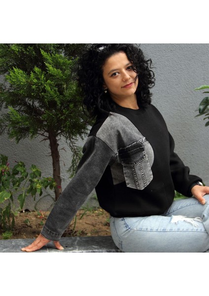 Hopeful Desing Sweatshırt Jean Detaylı