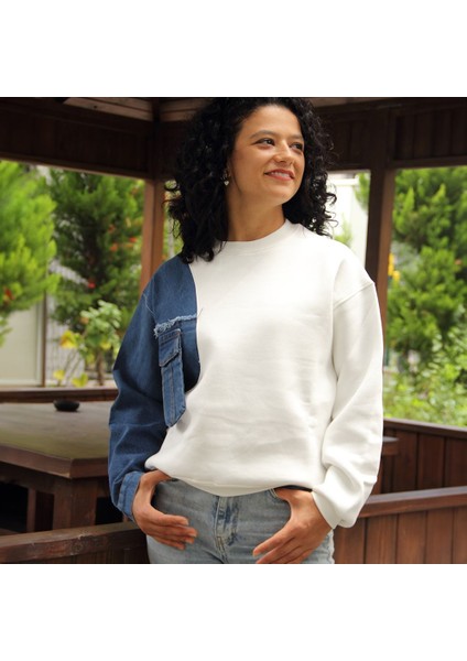 Hopeful Desing Sweatshırt Jean Detaylı