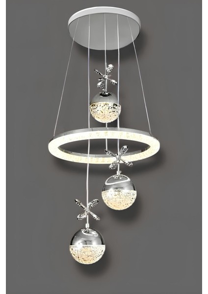 Kerasus Krom Kumandalı 3 Renk Modern Sarkıt LED Avize indirimleri