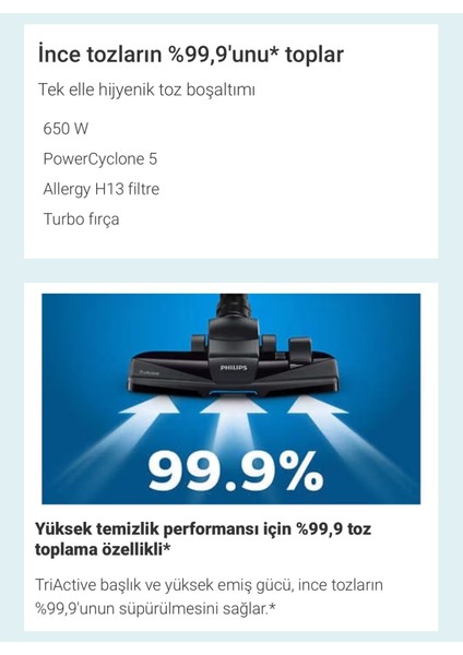 FC9332/07 Turbo Başlıklı Power Pro Torbasız Süpürge | Hepa 13 Alerjik Filtreli - Güçlü Emiş Gücü + Mutfak Tartısı indirimleri