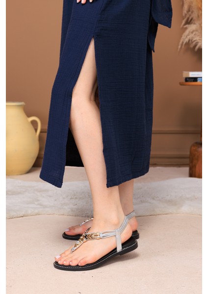 %100 Pamuk Müslin Bağlamalı Midi Elbise indirimleri