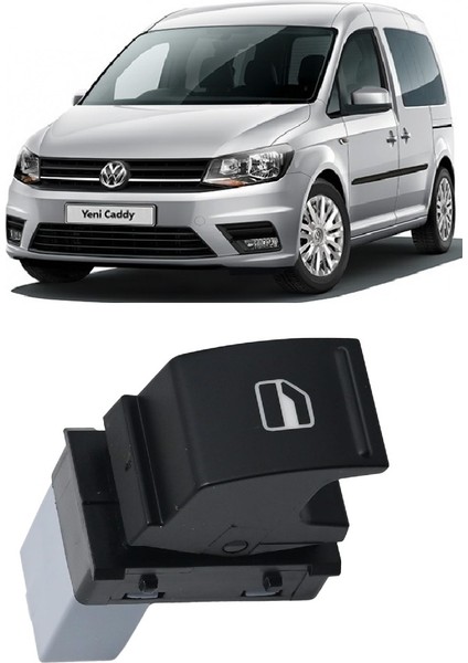 Volkswagen Caddy 2016-2020 Uyumlu Ön ve Arka Yolcu Kapısı Cam Açma Düğmesi Siyah 1 Adet 7L6959855B