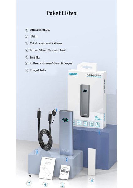 M.2 NVMe Muhafaza Kutusu CE Lisanslı 2280/2260/2242/2230/ 10Gbps Usb 3.2 Yüksek Hızlı Son Nesil Teknoloji Metal Sağlam