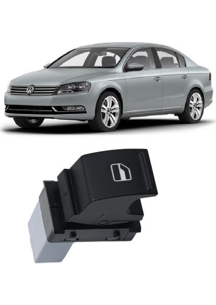 Volkswagen Passat B7 2011-2014 Uyumlu Ön&arka Yolcu Kapısı Cam Açma Düğmesi Siyah 1 Adet 7L6959855B