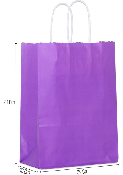 32*41*12 Mor Saplı Kağıt Çanta 24 Adet