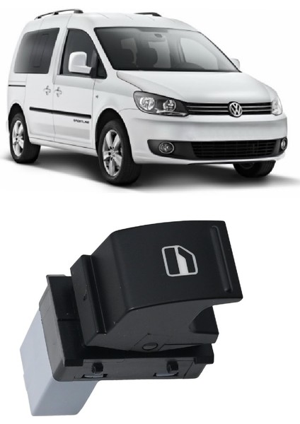 Volkswagen Caddy 2011-2015 Uyumlu Ön ve Arka Yolcu Kapısı Cam Açma Düğmesi Siyah 1 Adet 7L6959855B