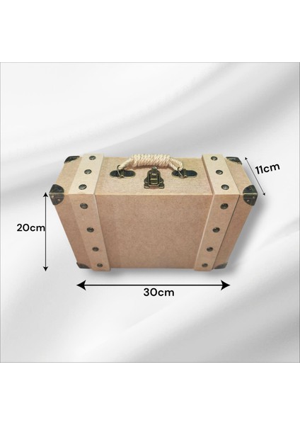 Ahşap Boyanabilir Dikdörtgen Klasik Dekoratif Bavul Kutu