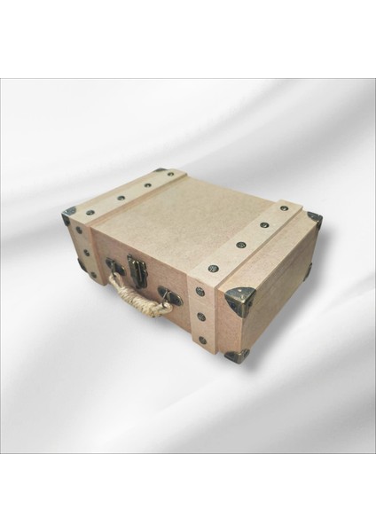 Ahşap Boyanabilir Dikdörtgen Klasik Dekoratif Bavul Kutu