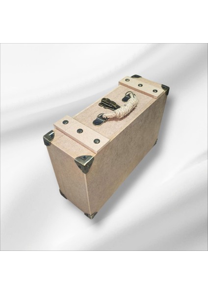 Ahşap Boyanabilir Dikdörtgen Klasik Dekoratif Bavul Kutu