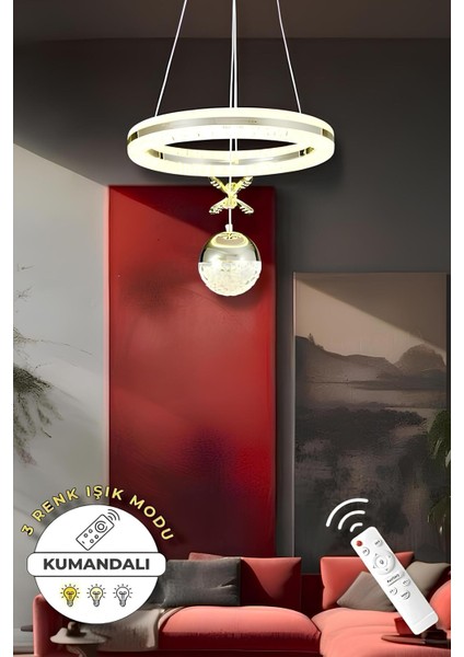 Alis Gold Kumandalı 3 Renk Modern Sarkıt LED Avize