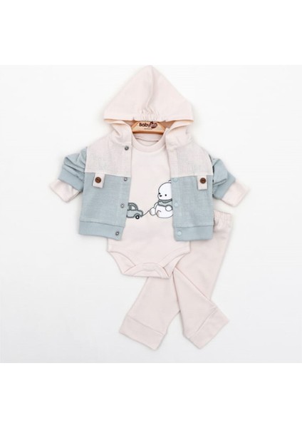 Ayıcıklı 3'lü Kapüşonlu Erkek Bebek Takım