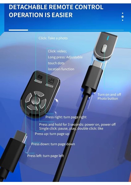 Bluetooth Uzaktan Kumandalı 2.2m Uzatılabilir Tripod Selfie Çubuğu 360 Derece Dönebilen Başlık fiyatları