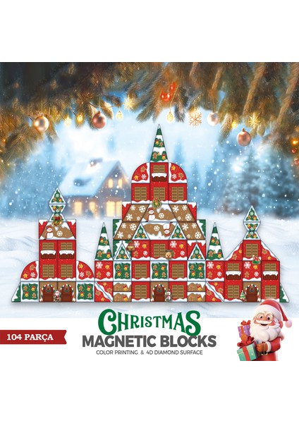 104 Parça Yılbaşı Kar Temalı Manyetik Bloklar Dıy Oyun Seti