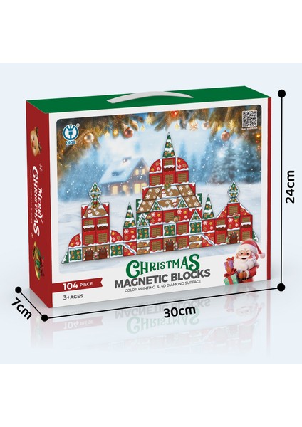 104 Parça Yılbaşı Kar Temalı Manyetik Bloklar Dıy Oyun Seti modelleri