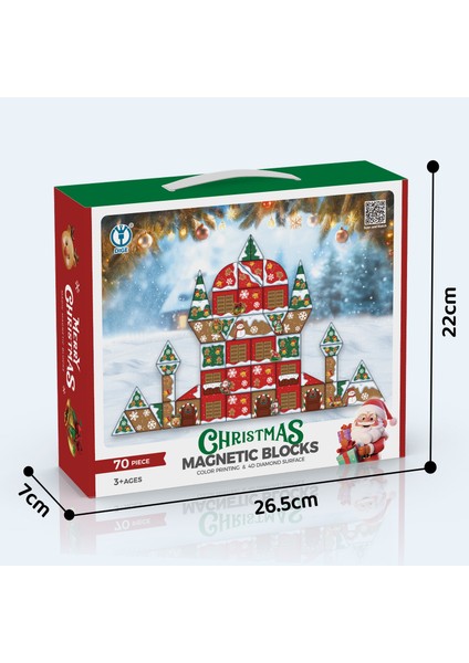 70 Parça Yılbaşı Kar Temalı Manyetik Bloklar Dıy Oyun Seti modelleri