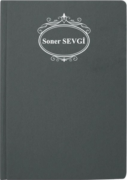 Kişiye Özel 2026 Tarihli Çerçeve Desenli Antrasit Renk Ajanda ve Kalem (Prmdnz9)