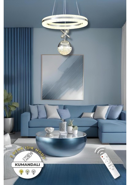 Alis Krom Kumandalı 3 Renk Modern Sarkıt LED Avize fırsatları