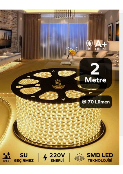 Hortum Esnek Serit LED Gün Isigi + 220V Fiş 1,2,3,4,5,10,15,20,25,50,100 Metre