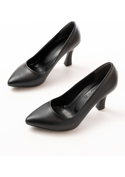 ST-001 Siyah Günlük 9 cm Topuklu Bayan Stiletto Ayakkabı modelleri