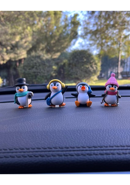 Sevimli Penguenler Araba Içi Torpido Üstü Biblo Aksesuar Torpido Süsü 4 Adet Sevgiliye Hediye fiyatları