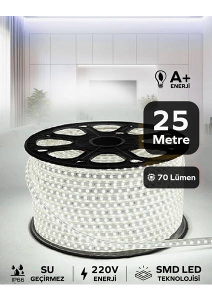 Hortum Esnek Serit LED Gün Isigi + 220V Fiş 1,2,3,4,5,10,15,20,25,50,100 Metre