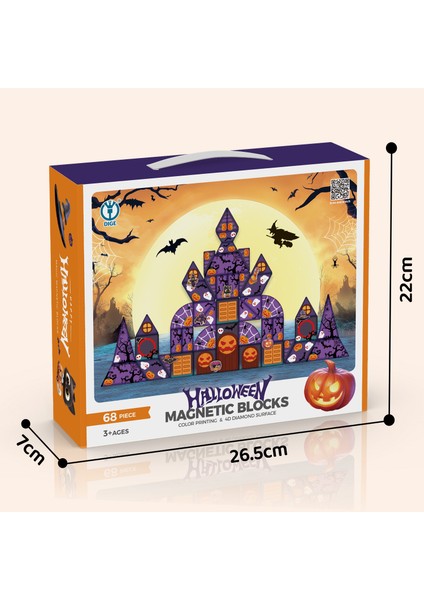 68 Parça Halloween Cadılar Bayramı Temalı Manyetik Bloklar Dıy Oyun Seti modelleri
