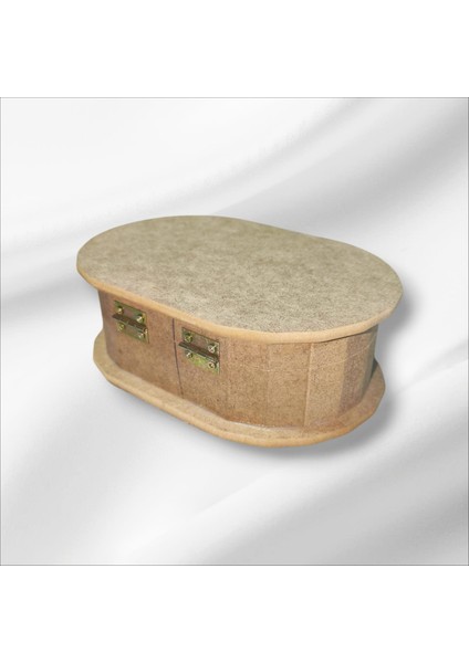 Ahşap-Boyanabilir-Klipsli Oval-Takı-Makyaj-Aksesuar-Dekoratif-Çok Amaçlı Küçük Kutu