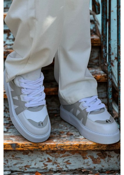 Erkek Beyaz/Gri Spor Ayakkabı MN2407