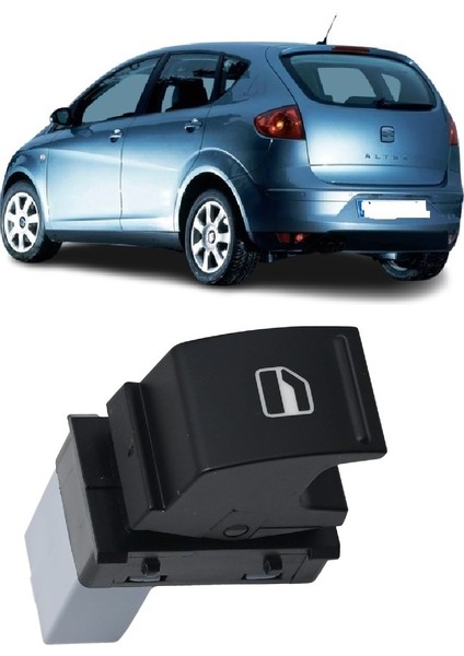 Seat Altea 2004-2009 Uyumlu Ön ve Arka Yolcu Kapısı Cam Açma Düğmesi Siyah 1 Adet 7L6959855B