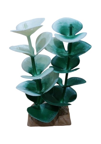 Akvaryum Yapay Bitki Süsü Büyük Nilüfer Yeşil Beyaz 11 cm