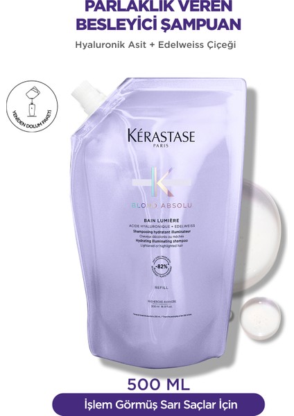 Blond Absolu Bain Lumiere Işlem Görmüş Sarı Saçlar Için Parlaklık Veren Şampuan 500 ml
