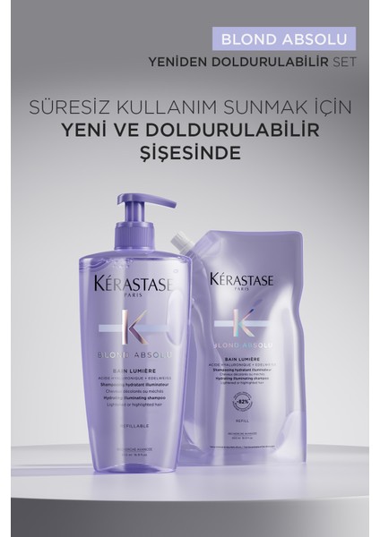 Blond Absolu Bain Lumiere Işlem Görmüş Sarı Saçlar Için Parlaklık Veren Şampuan 500 ml