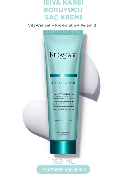 Resistance Reconstruction Ciment Thermique Zayıf Ve Yıpranmış Saçlar Için Onarıcı Durulanmayan Saç Bakım Kremi 150 ml