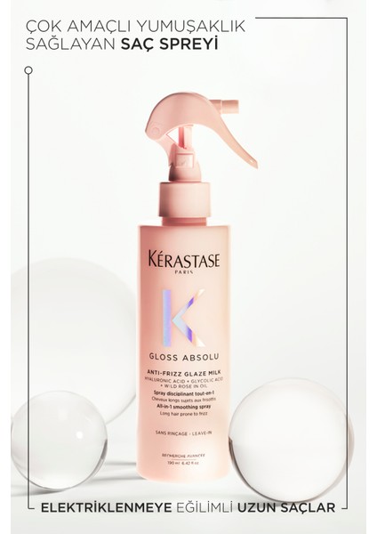 Gloss Absolu Elektriklenmeye Eğilimli Saçlar İçin Çok Amaçlı Bakım Sütü Spreyi 190 ml
