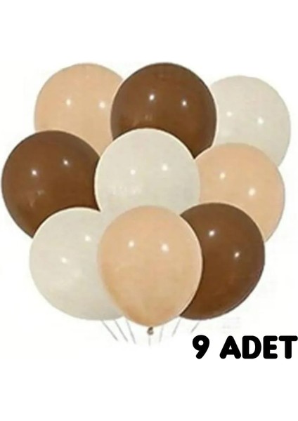 Pastel Balon Deniz Kumu Ten Rengi Çikolata Kahve Balon 9 Adet