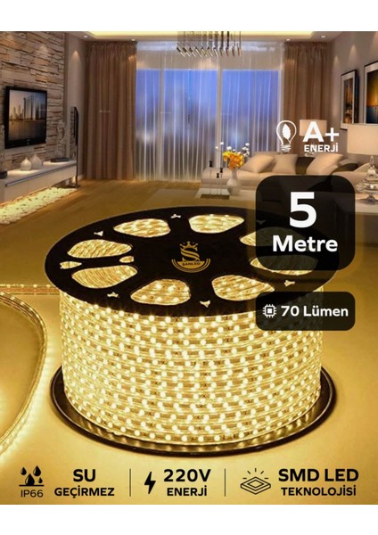 Hortum Esnek Serit LED Gün Isigi + 220V Fiş 1,2,3,4,5,10,15,20,25,50,100 Metre