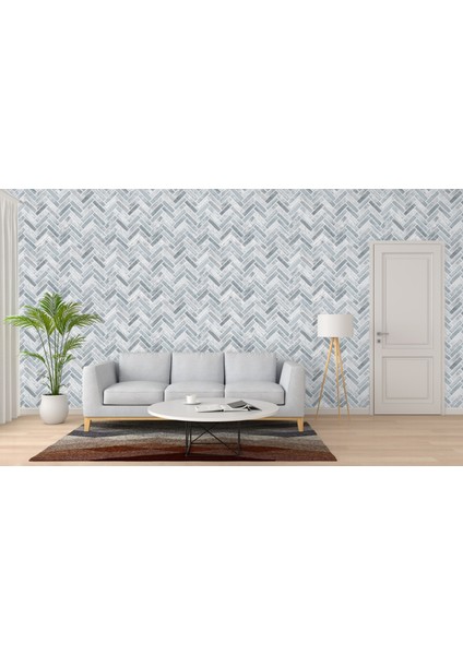 Tuğla Desenli Mavi Duvar Kağıdı 16,5 M², Silinebilir - Roka 23105-2