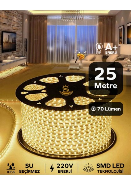 Hortum Esnek Serit LED Gün Isigi + 220V Fiş 1,2,3,4,5,10,15,20,25,50,100 Metre