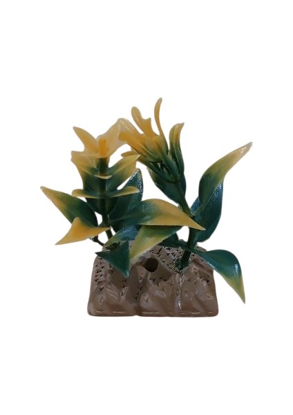 Akvaryum Yapay Bitki Süsü Kardelya Oranj 8 cm